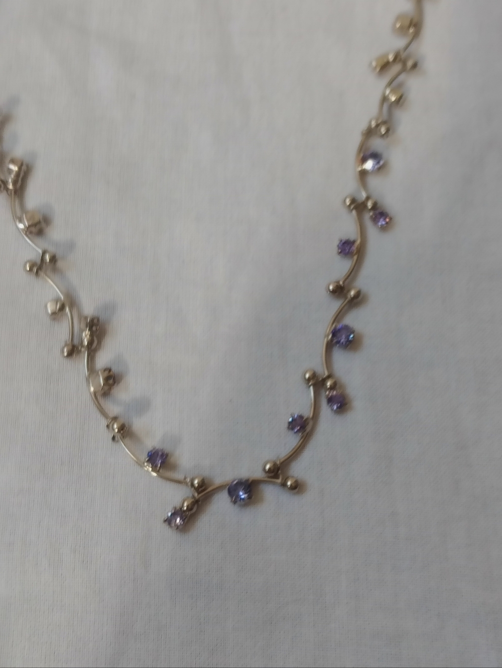 Vintage Monet Gold Tone Lavender Crystal Vine Necklace & Bracelet Set - Picture 11 of 13